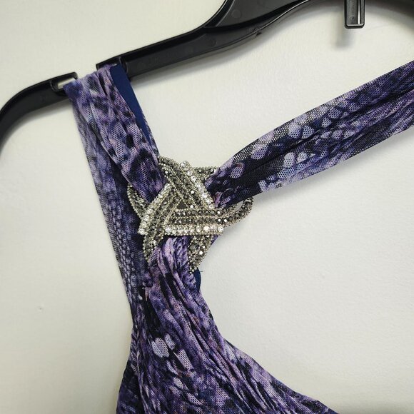 Women's Purple/Blue/Black Floor Length Dress W/Slit Size 10 - Picture 5 of 10